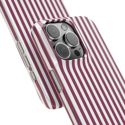 Slim Claret Red Striped Cute Phone Case for Iphone 16 - | iPhone 15 Pro Max Case | iPhone 14 Case Iphone 13 12 11 10 9 8 7 XS X Gift for Her - Studio40ParkLane
