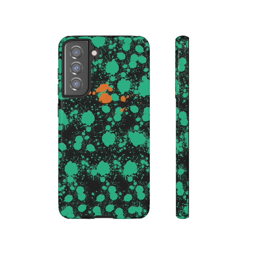 Cute Samsung Phone Case | Aesthetic Samsung Phone Case | Paint Splash Green Orange | Galaxy S23, S22, S21, S20 | Luxury Double Layer | Cool - Studio40ParkLane