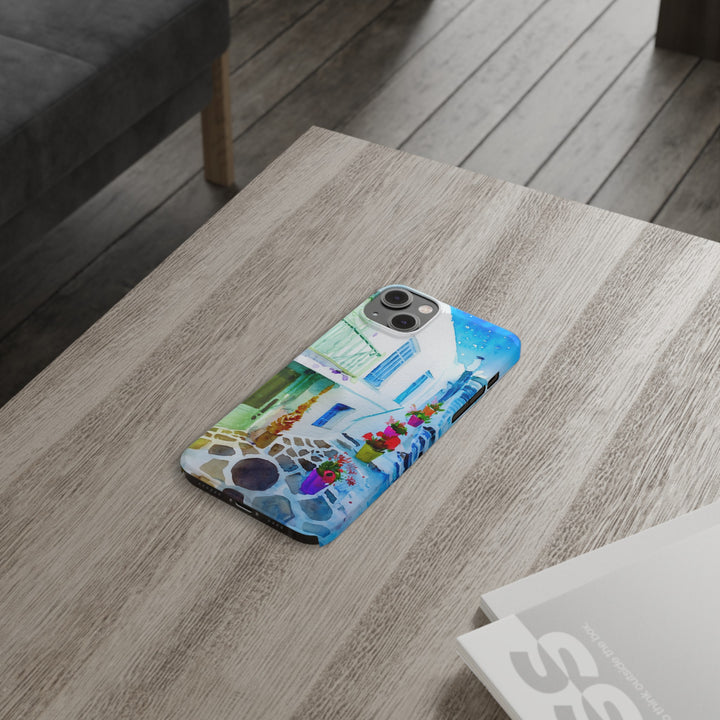 Slim Cute Phone Cases for Iphone | iPhone 15 Case | iPhone 15 Pro Max Case, Iphone 14, Iphone 14 Pro Max, Iphone 13, Colorful Greek Alley Watercolor - Studio40ParkLane