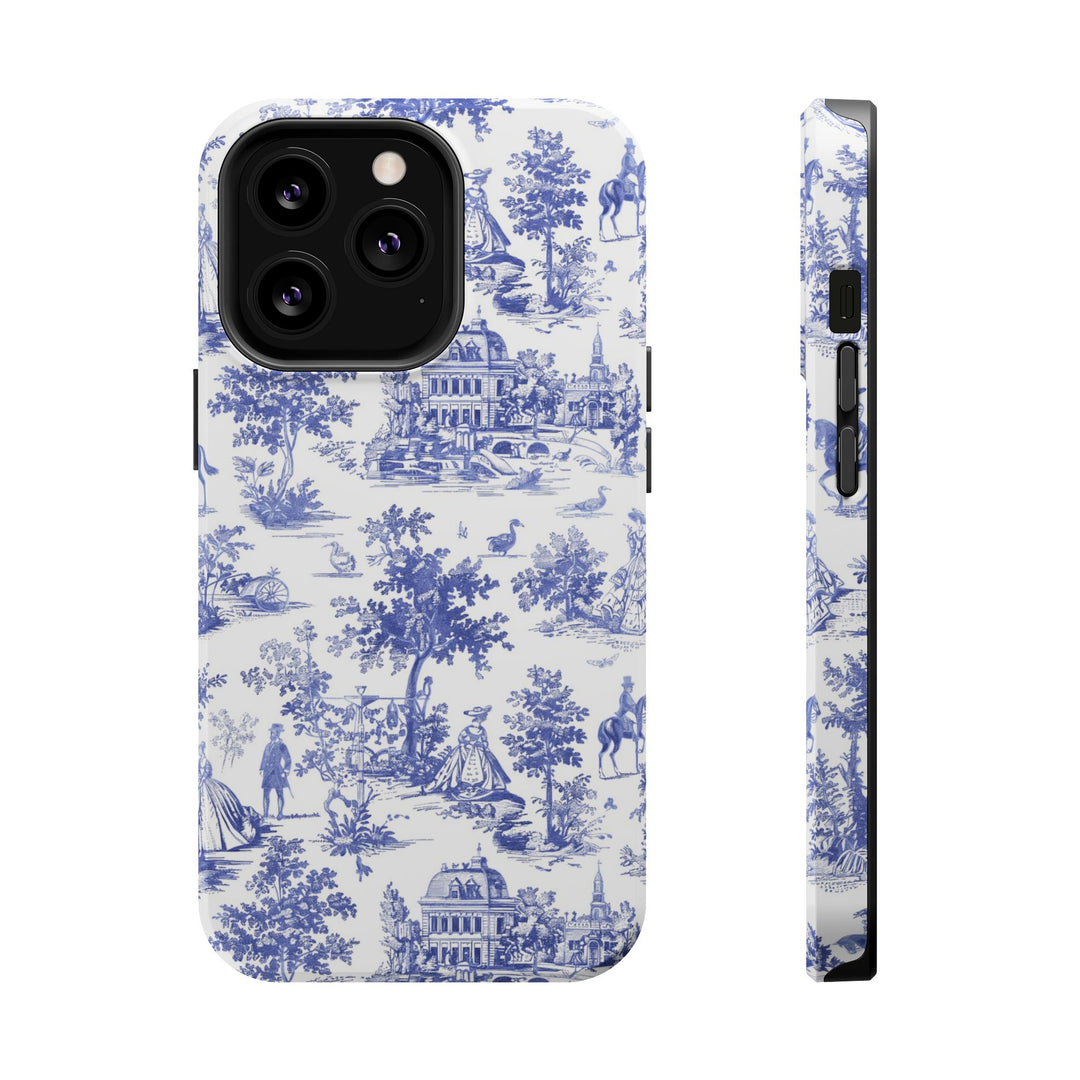 Blue Toile Magnetic Impact-Resistant Cute Phone Case for Iphone 16, iPhone 15 Pro Max Plus 14, 13, 12, 11 Gift for her - Studio40ParkLane
