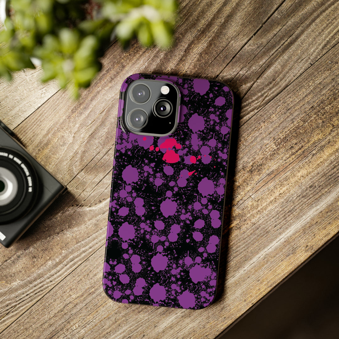 Slim Cute Phone Cases for Iphone - | iPhone 15 Case | iPhone 15 Pro Max Case, Iphone 14 Case, Iphone 14 Pro Max, Iphone 13, Purple Pink Paint Blots Splash - Studio40ParkLane