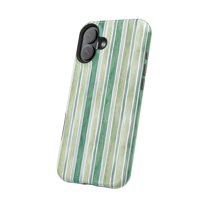 Aesthetic Tough Magsafe Green Stripes Watercolor Phone Case - For iPhone 17 Pro Max iPhone 16 Pro iPhone 15 Iphone 14 Plus 13 Pro 12 11 10 - Studio40ParkLane