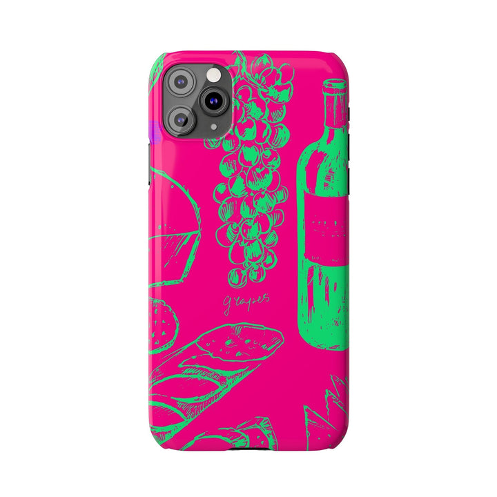 Slim French Food Wine Pink Green Cute Phone Cases for Iphone | iPhone 15 Case | iPhone 15 Pro Max Case, Iphone 14, Iphone 14 Pro Max, Iphone 13, - Studio40ParkLane