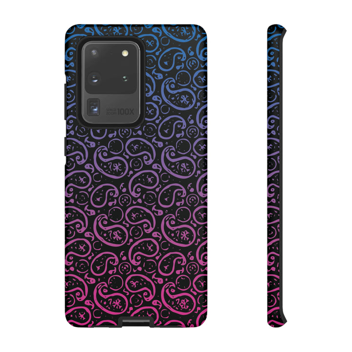 Cool Phone Case | Aesthetic Phone Case | Paisley Blue Pink Black | For Samsung Galaxy S23, S22, S21, S20 | Luxury Double Layer | Cute - Studio40ParkLane
