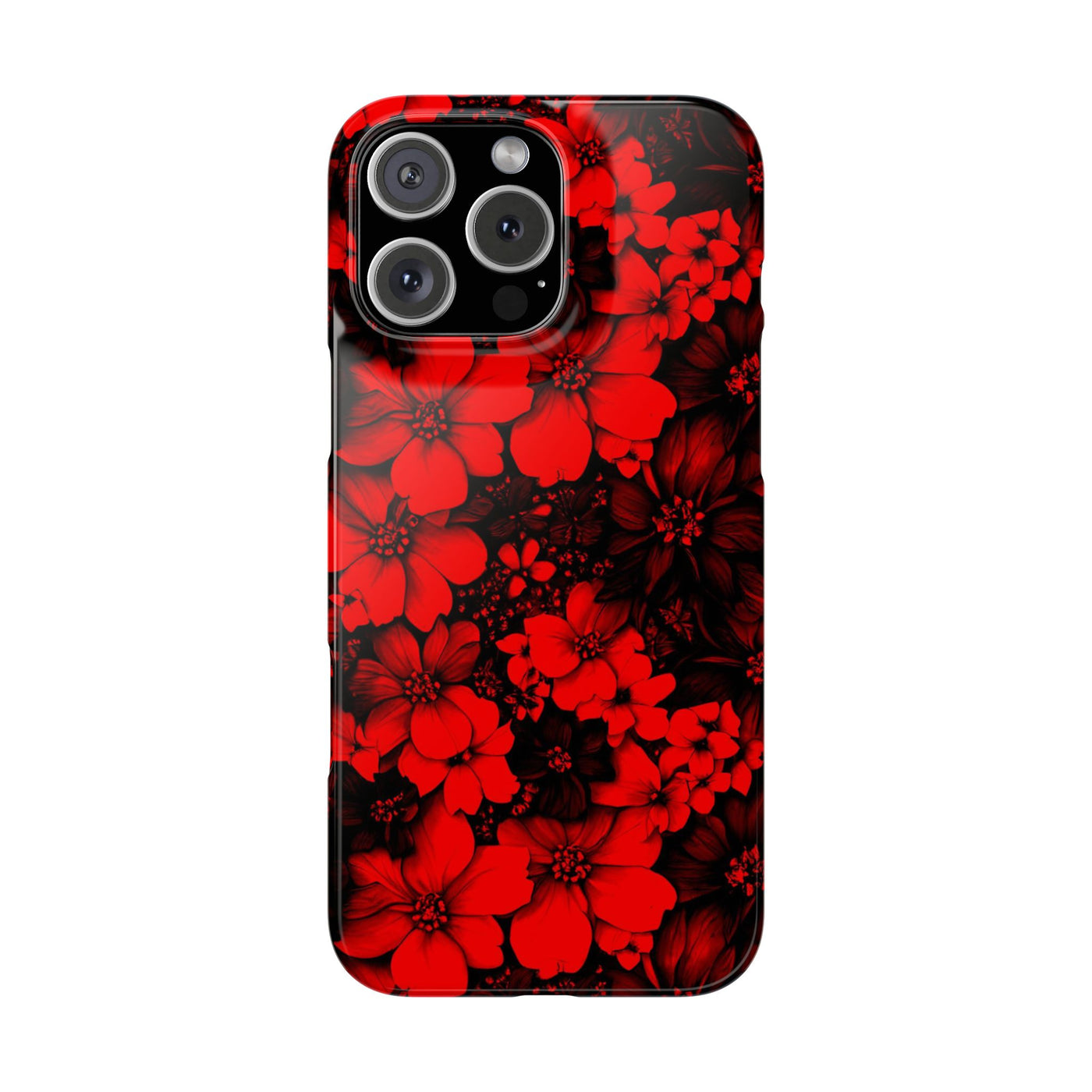 Slim Cute iPhone Cases - | iPhone 15 Case | iPhone 15 Pro Max Case, Iphone 14 Case, Iphone 14 Pro Max, Iphone 13, Red Black Flowers