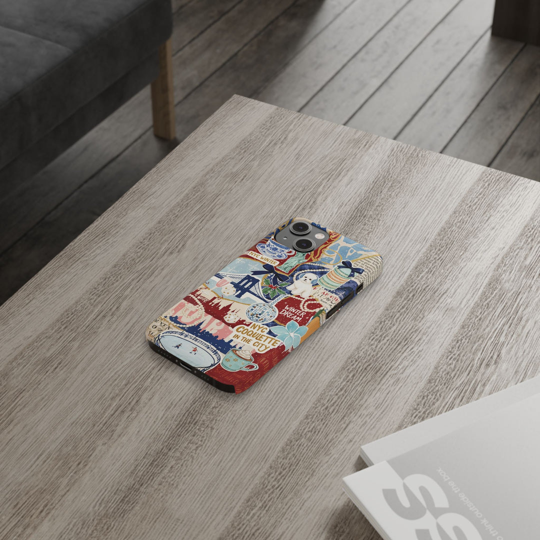 Slim New York Winter Coquette Collage Cute Phone Case for Iphone 16 - | iPhone 15 Pro Max Case | iPhone 14 Case Iphone 13 12 11 10 9 8 7 X - Studio40ParkLane
