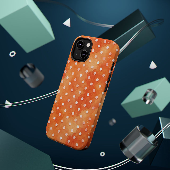 Aesthetic Tough Magsafe Orange Polka Dots Phone Case - For iPhone 17 Pro Max iPhone 16 Pro iPhone 15 Iphone 14 Plus 13 Pro 12 11 10 XR - Studio40ParkLane