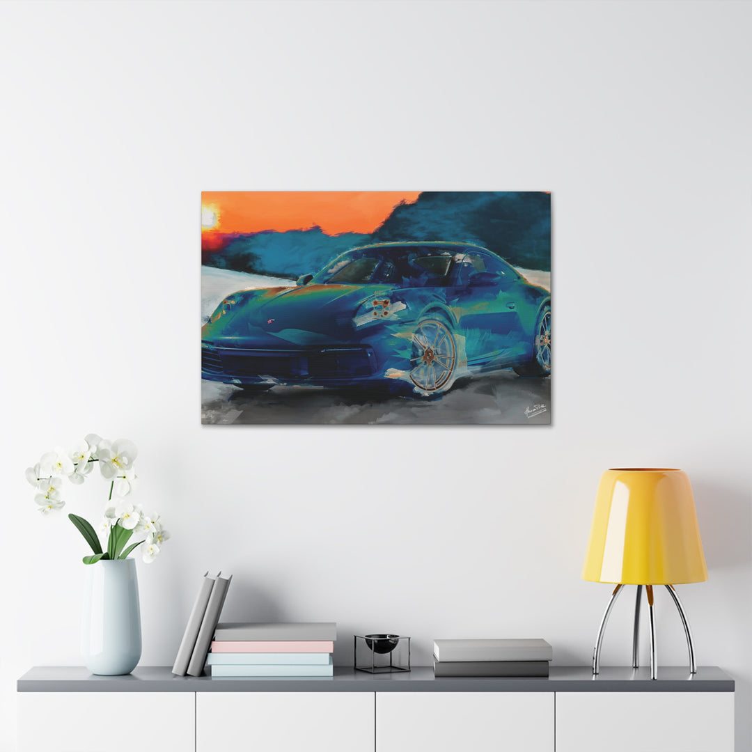 Porsche Wall Art on Canvas Print Gallery Wrapped - Gorgeous Porsche 911 Carrera Wall Art - Set in the mountains with a Sunset - Home Decor - Studio40ParkLane