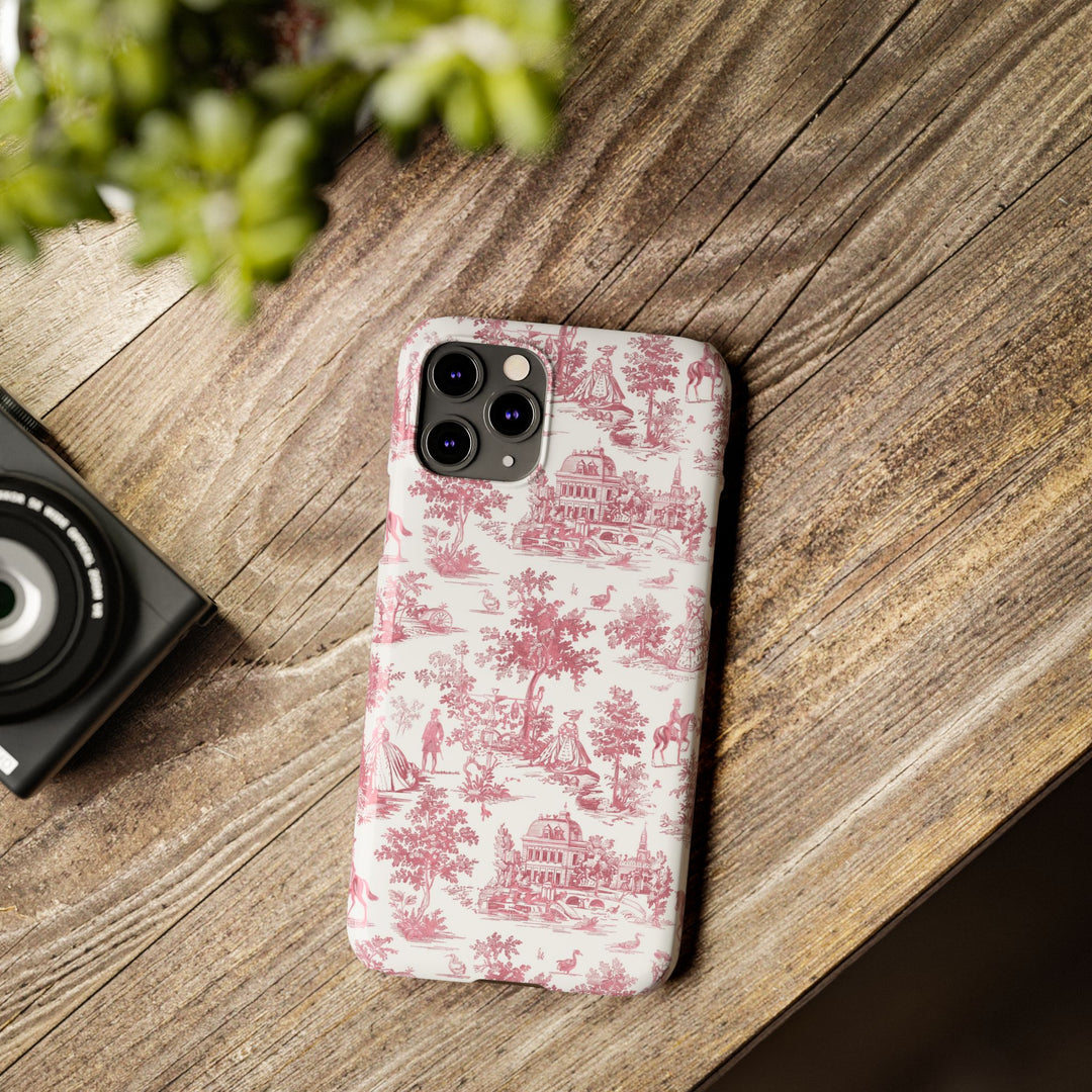 Slim Pink Vintage French Toile Cute Phone Cases for Iphone 16 Pro Max | iPhone 15 Case | iPhone 15 Pro Max Case, Iphone 14, Iphone 14 Pro Max, Iphone 13 12 11 8 7 - Studio40ParkLane