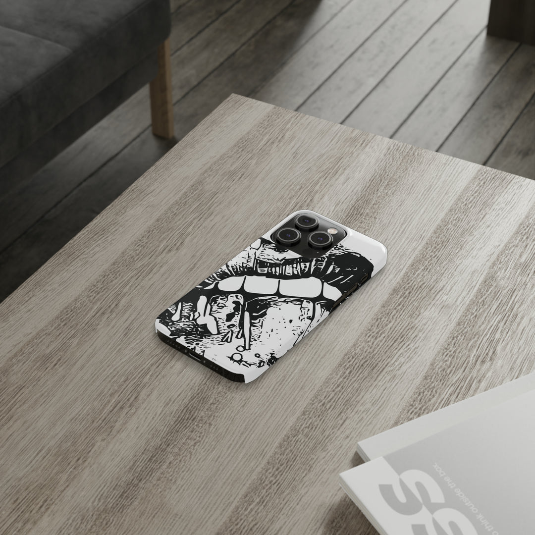 Slim Cute Phone Cases for Iphone - | iPhone 15 Case | iPhone 15 Pro Max Case, Iphone 14 Case, Iphone 14 Pro Max, Iphone 13, Smile Lips Black and White - Studio40ParkLane