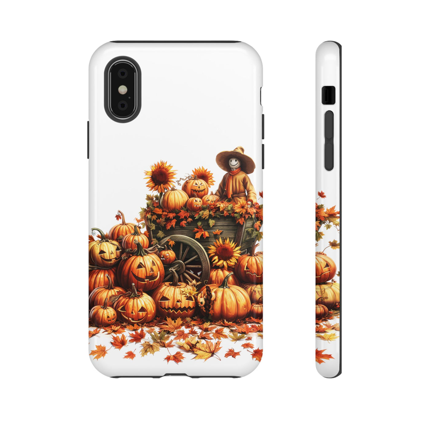 Impact Resistant, Fall Leaves Scarecrow, Cute Phone Cases for Samsung S24, S23, S22, S21, IPhone 15 pro Iphone 14 pro Iphone 13 IPhone 12 Iphone 11