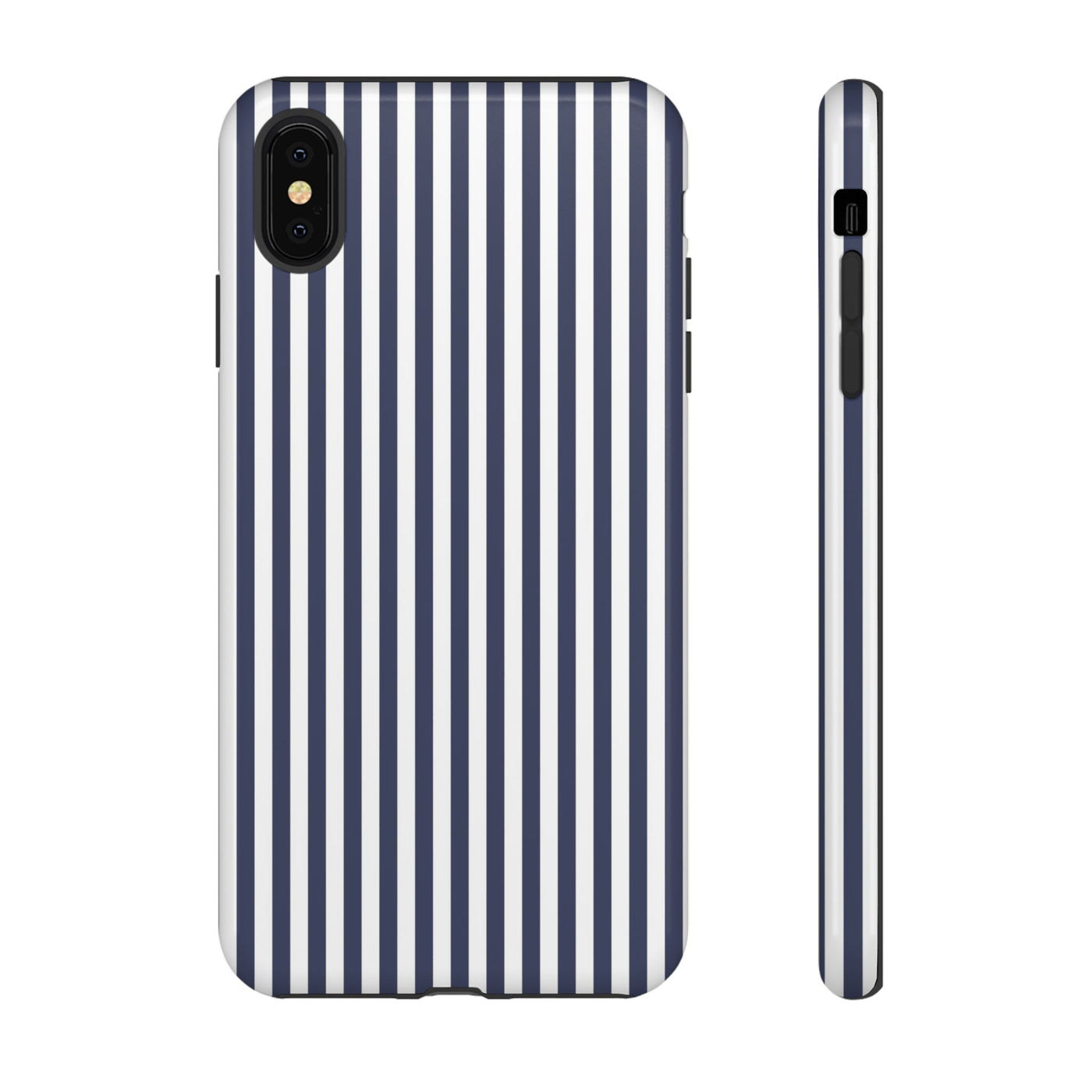 Tough Premium Navy Blue Stripes Phone Case Gift for Her - For Apple iPhone 16 Pro Max 16e iPhone 15 Pro iPhone Iphone 14 Plus 13 Pro 12 SE XR - Studio40ParkLane