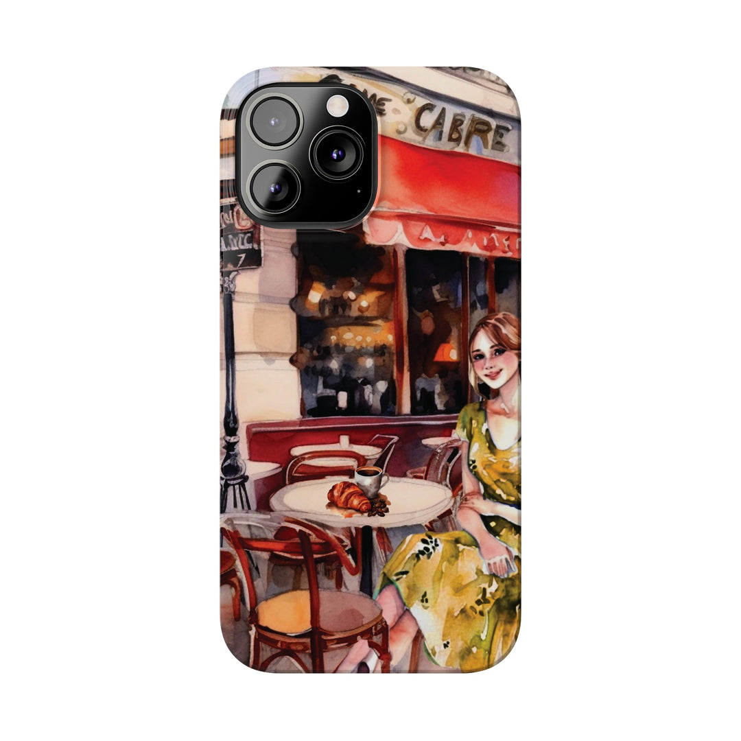 Slim Cute Phone Cases for Iphone - | iPhone 15 Case | iPhone 15 Pro Max Case, Iphone 14 Case, Iphone 14 Pro Max, Iphone 13, Paris Cafe Coffee Croissant - Studio40ParkLane