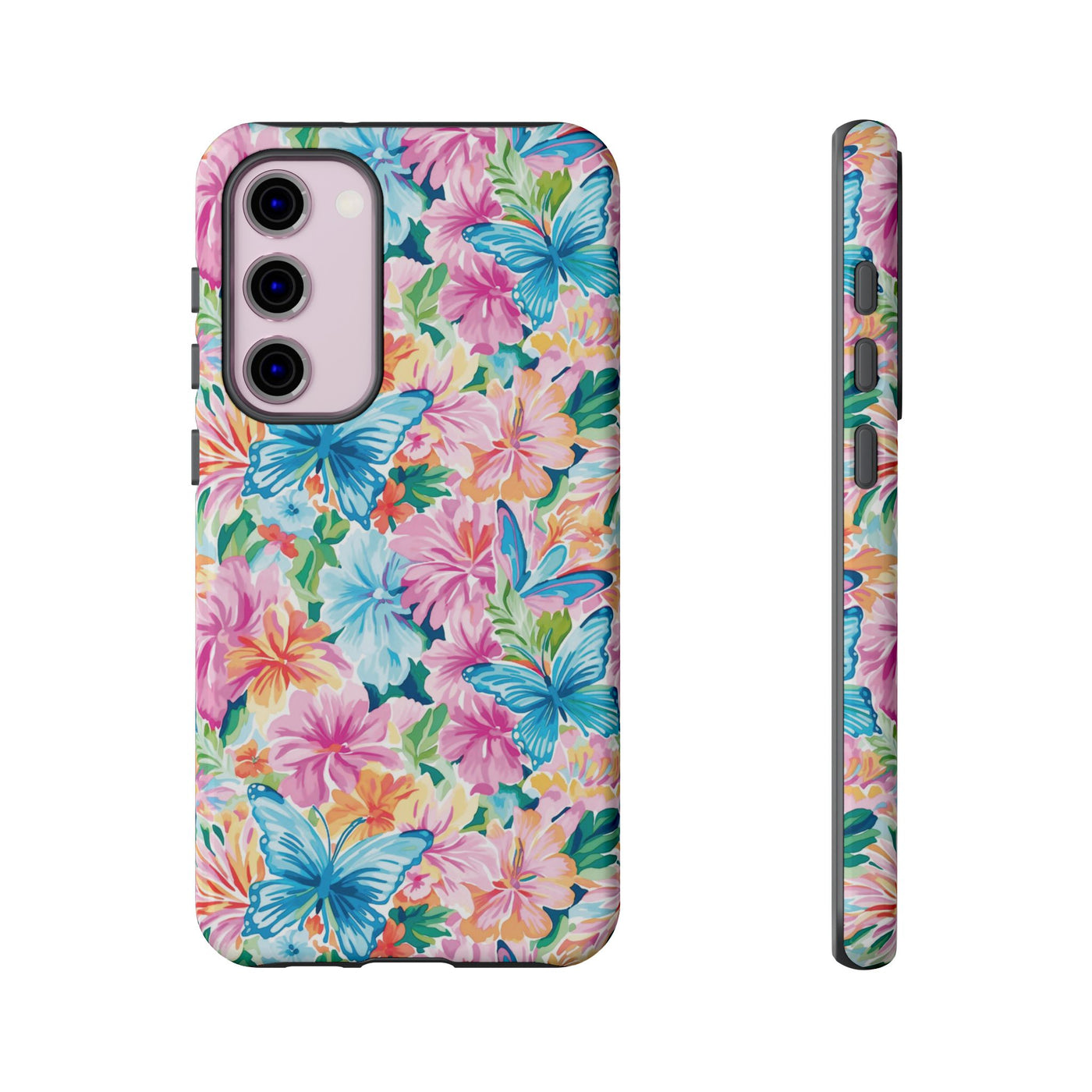 Premium Tough Butterflies Flowers Cute Phone Cases for Samsung S24, S23, S22, S21, S20, Plus and Ultra, Iphone 16 Pro Max,15, 14, 13, 12, 11, 10