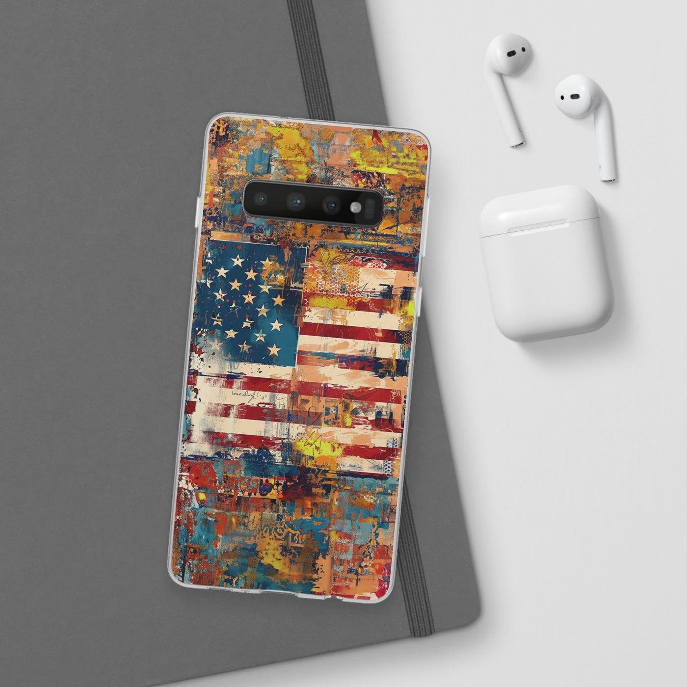 Cute Flexi Phone Cases, US Flag Abstract, Compatible with Samsung Galaxy S23, Samsung S22, Samsung S21, Samsung S20, Galaxy S20 Ultra