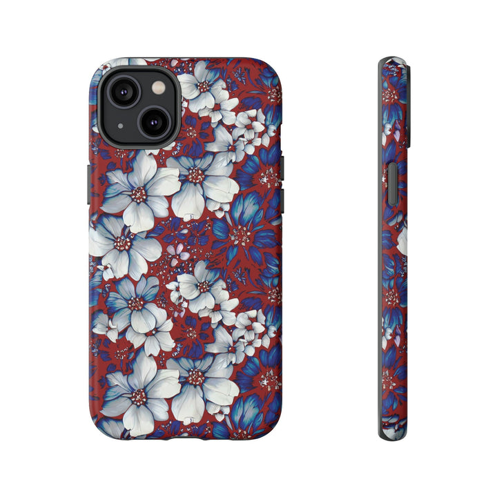 Cute IPhone Case | Red Blue Flowers, iPhone 15 Case | iPhone 15 Pro Case, Iphone 14 Case, Iphone 14 Pro Max Case, Protective Iphone Case - Studio40ParkLane
