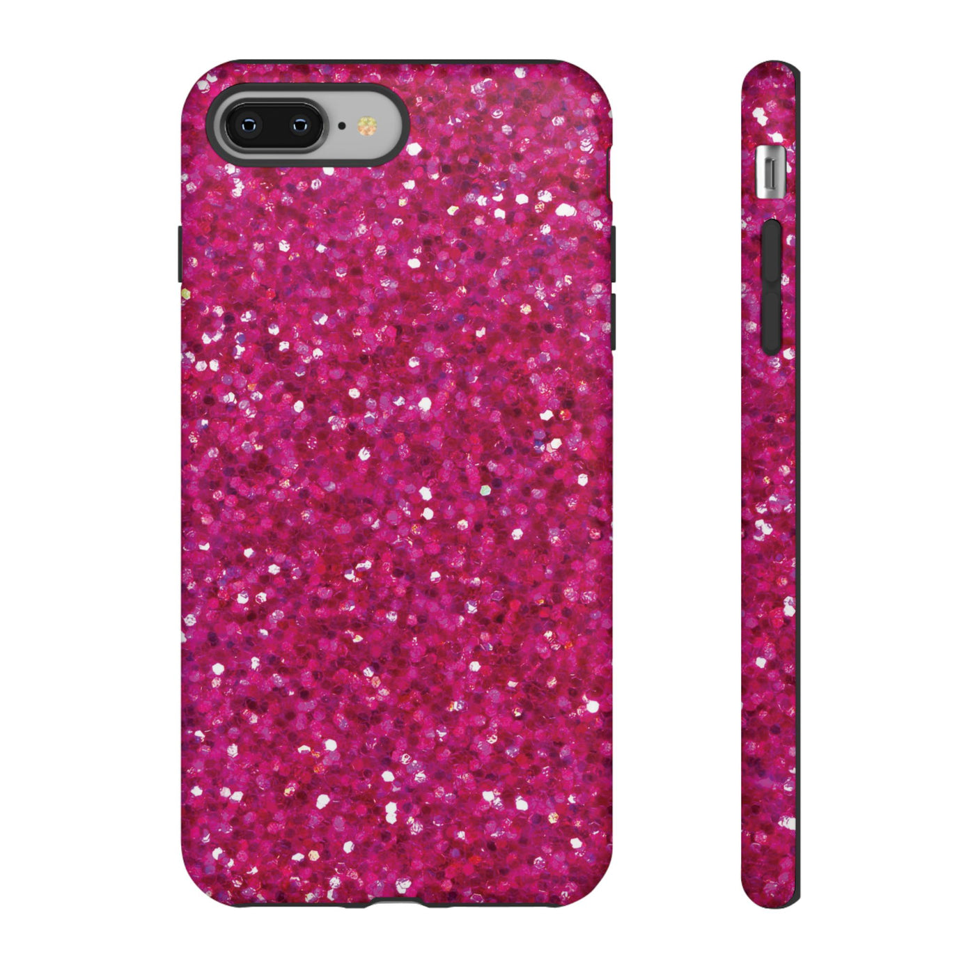 Chic Pink Faux Play on Glitter Effect Cute Phone Case, for IPhone 16 pro Max | Iphone 15, Iphone 14, IPhone 13 Case, 11 8 7, Samsung Galaxy S24, S23, S22, S21, 2 Layer Protection