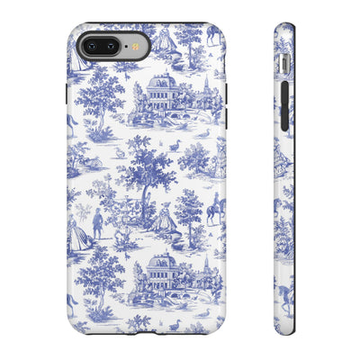 Premium Tough Blue French Toile Gift for Her Cute Phone Cases for Samsung and Iphone, 16, 15, 14, S24, S23, S22, S21, S20, Plus, Ultra, Pro