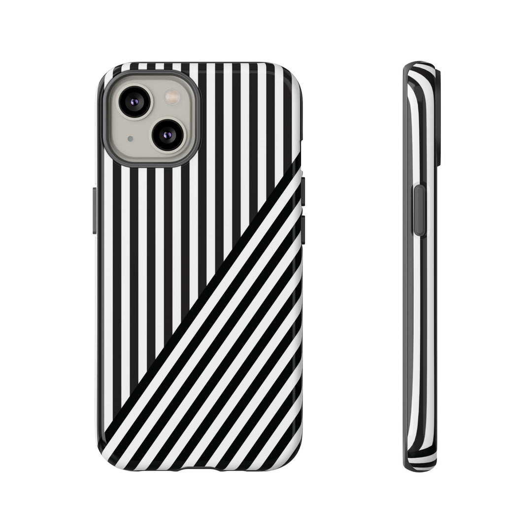 Aesthetic Tough Black White Stripes Phone Case - For iPhone 17 Pro Max iPhone 16 Pro iPhone 15 Iphone 14 Plus 13 Pro 12 11 10 XR - Studio40ParkLane