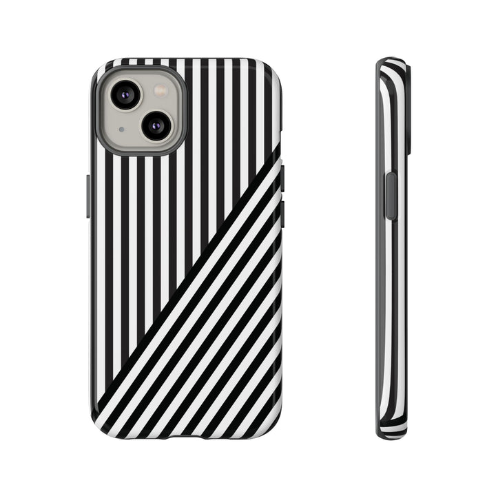 Aesthetic Tough Black White Stripes Phone Case - For iPhone 17 Pro Max iPhone 16 Pro iPhone 15 Iphone 14 Plus 13 Pro 12 11 10 XR - Studio40ParkLane