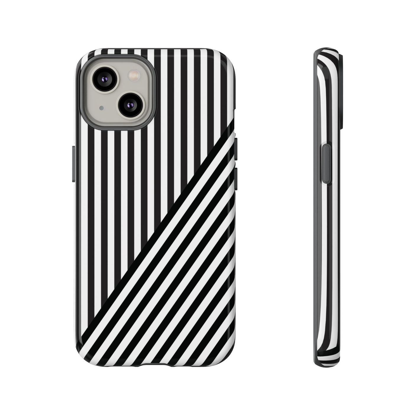 Aesthetic Tough Black White Stripes Phone Case - For iPhone 17 Pro Max iPhone 16 Pro iPhone 15 Iphone 14 Plus 13 Pro 12 11 10 XR - Studio40ParkLane