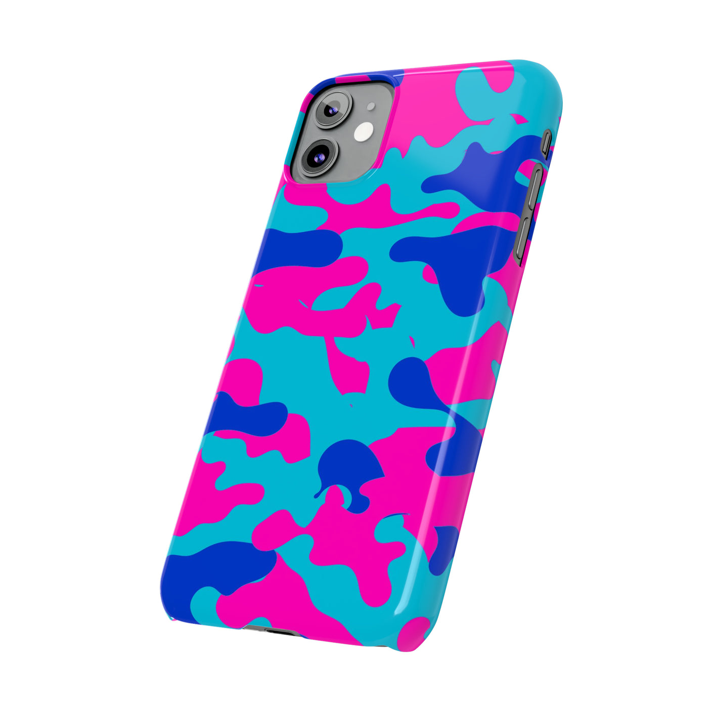 Slim Cute iPhone Cases - | iPhone 15 Case | iPhone 15 Pro Max Case, Iphone 14 Case, Iphone 14 Pro Max, Iphone 13, Blue Pink Camouflage