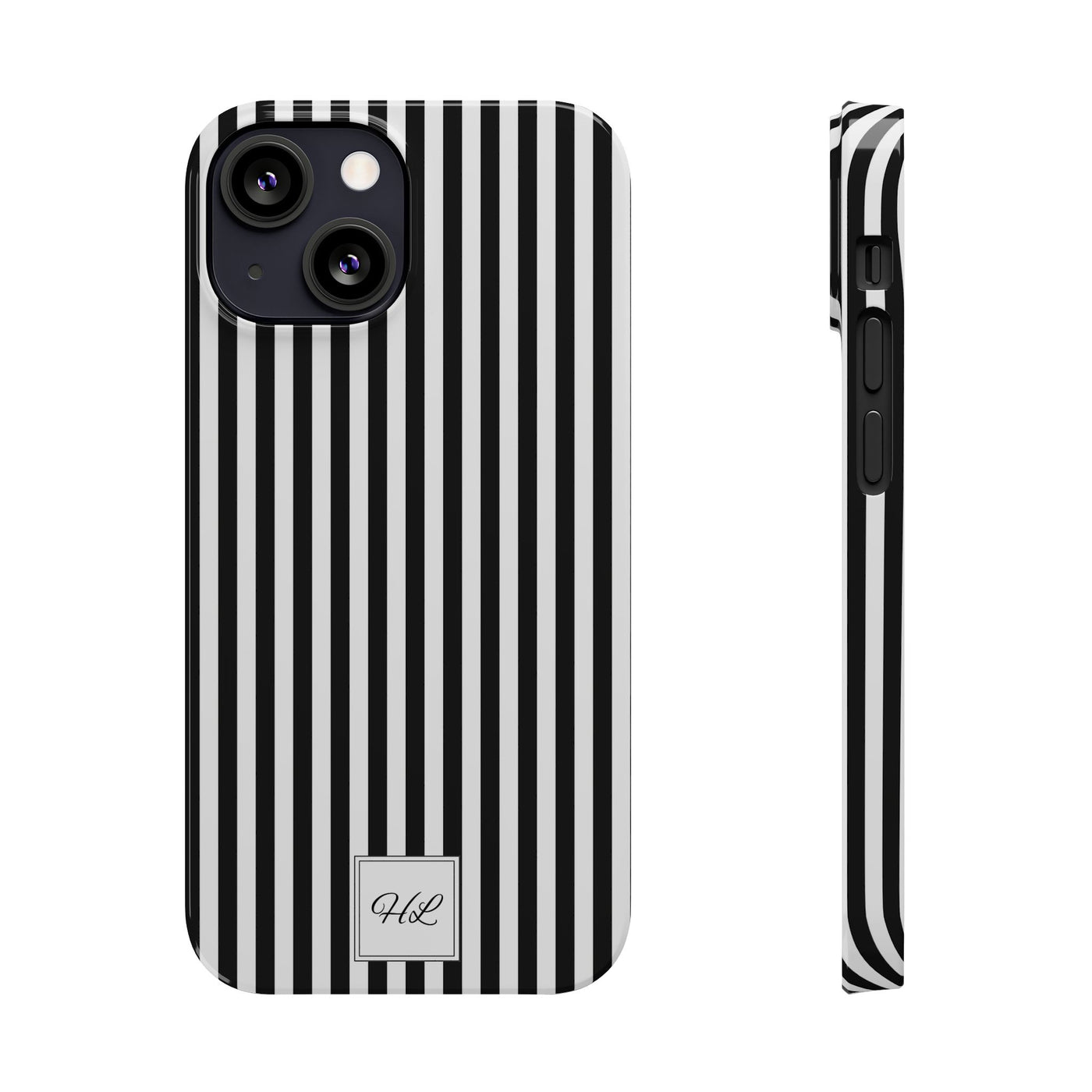 Slim Custom Personalized Black White Striped Phone Case for Iphone 16 - | iPhone 15 Pro Max Case | iPhone 14 Case Iphone 13 12 11 10 9 8 - Studio40ParkLane