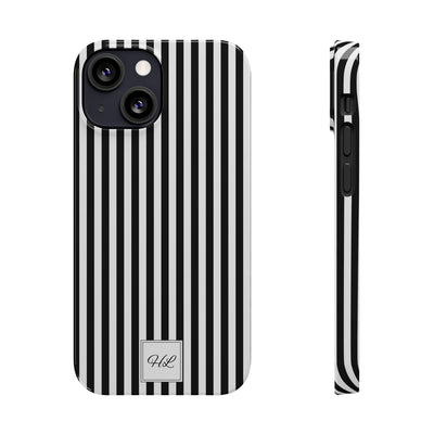 Slim Custom Personalized Black White Striped Phone Case for Iphone 16 - | iPhone 15 Pro Max Case | iPhone 14 Case Iphone 13 12 11 10 9 8 - Studio40ParkLane