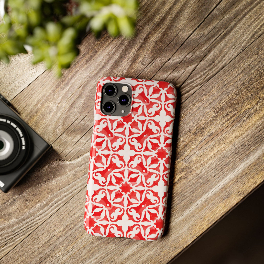 Slim Red Mosaic Gift for Her Cute Phone Cases for Iphone 16 Case | iPhone 15 Case | iPhone 15 Pro Max Case, Iphone 14, Iphone 14 Pro Max, Iphone 13, 12, 11, 10, 8,7 - Studio40ParkLane