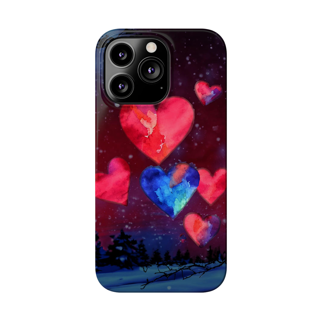 Slim Cute Phone Cases for Iphones - | iPhone 15 Case | iPhone 15 Pro Max Case, Iphone 14 Case, Iphone 14 Pro Max, Iphone 13, Night Sky Hearts Love - Studio40ParkLane