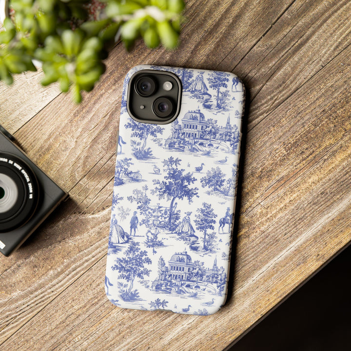 French Toile Blue Coquette Tough Phone Case - For iPhone 17 Pro Max iPhone 16 Pro Case iPhone Iphone 15 Case 14 13 12 11 Cute Phone Case - Studio40ParkLane