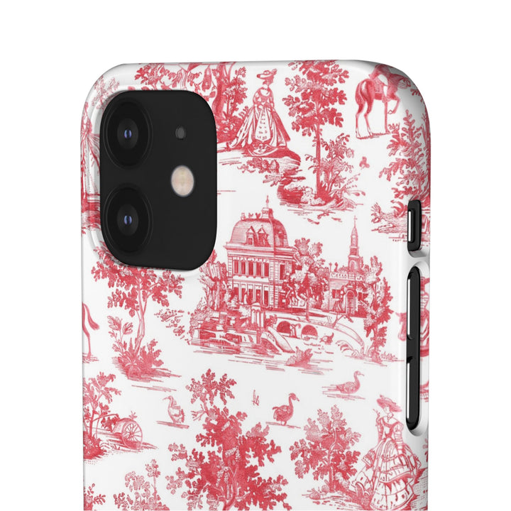 Snap French Toile Personalized Initial Custom Gift for Her Cute Phone Cases for Samsung S24, S23, S22, S21, S20, Plus and Ultra and Iphone, 16, 15, 14, 13, 12, 11. 10 - Studio40ParkLane
