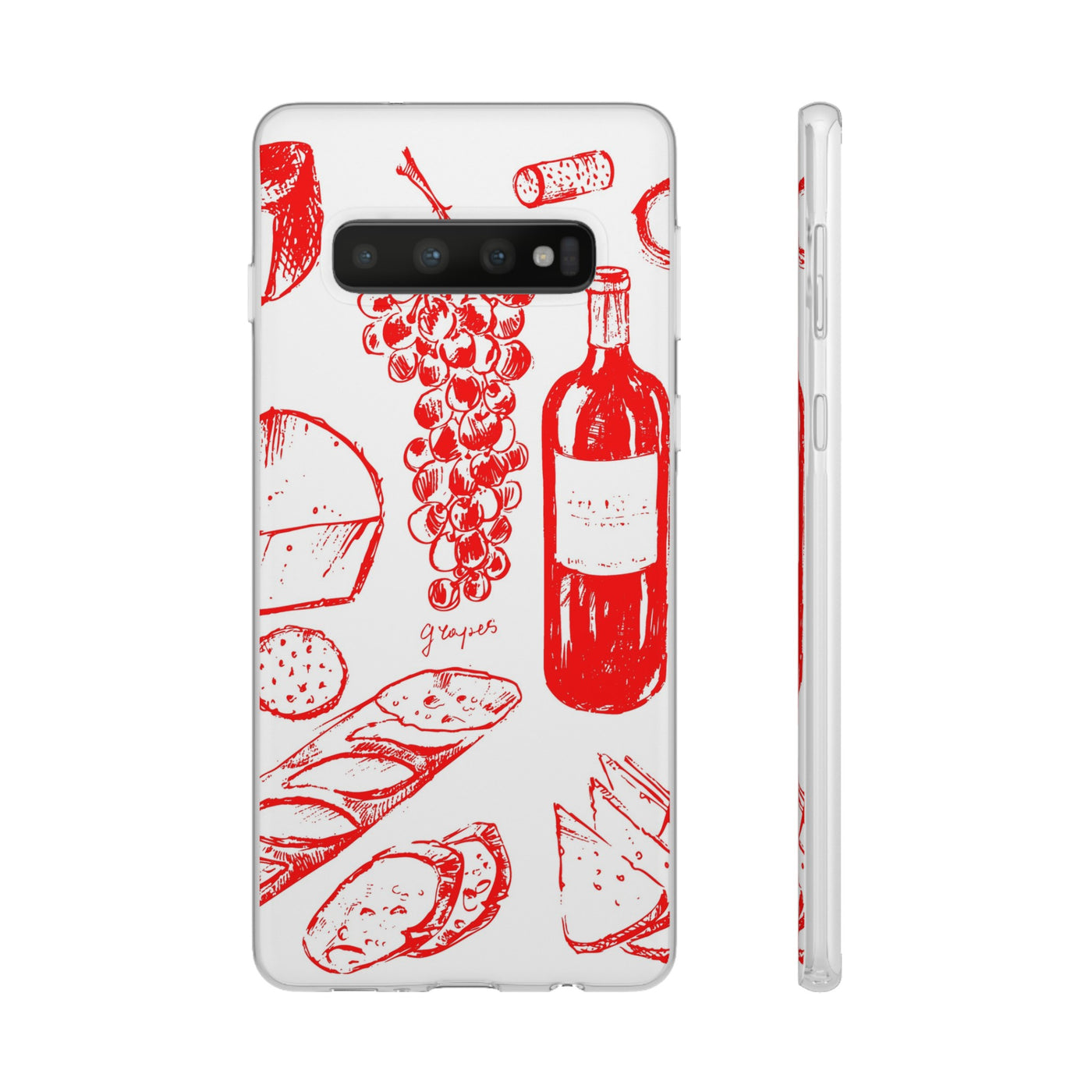 Cute Flexi Phone Cases, French Food Wine Red, Compatible with Samsung Galaxy S23, Samsung S22, Samsung S21, Samsung S20, Galaxy S20 Ultra