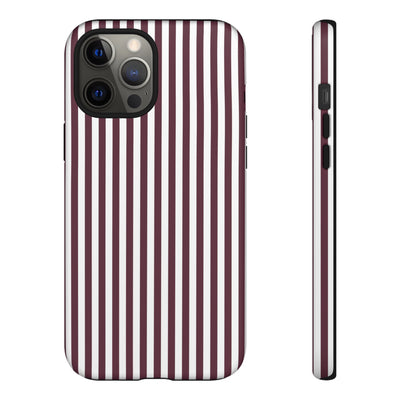 Tough Premium Burgundy Stripes Phone Case Gift for Her - For Apple iPhone 16 Pro Max 16e iPhone 15 Pro iPhone Iphone 14 Plus 13 Pro 12 SE XR - Studio40ParkLane