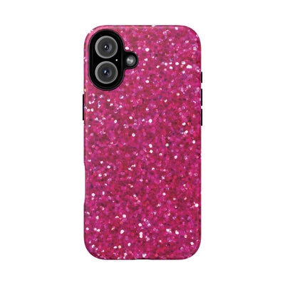 Chic Pink Faux Play on Glitter Effect Cute Phone Case, for IPhone 16 pro Max | Iphone 15, Iphone 14, IPhone 13 Case, 11 8 7, Samsung Galaxy S24, S23, S22, S21, 2 Layer Protection