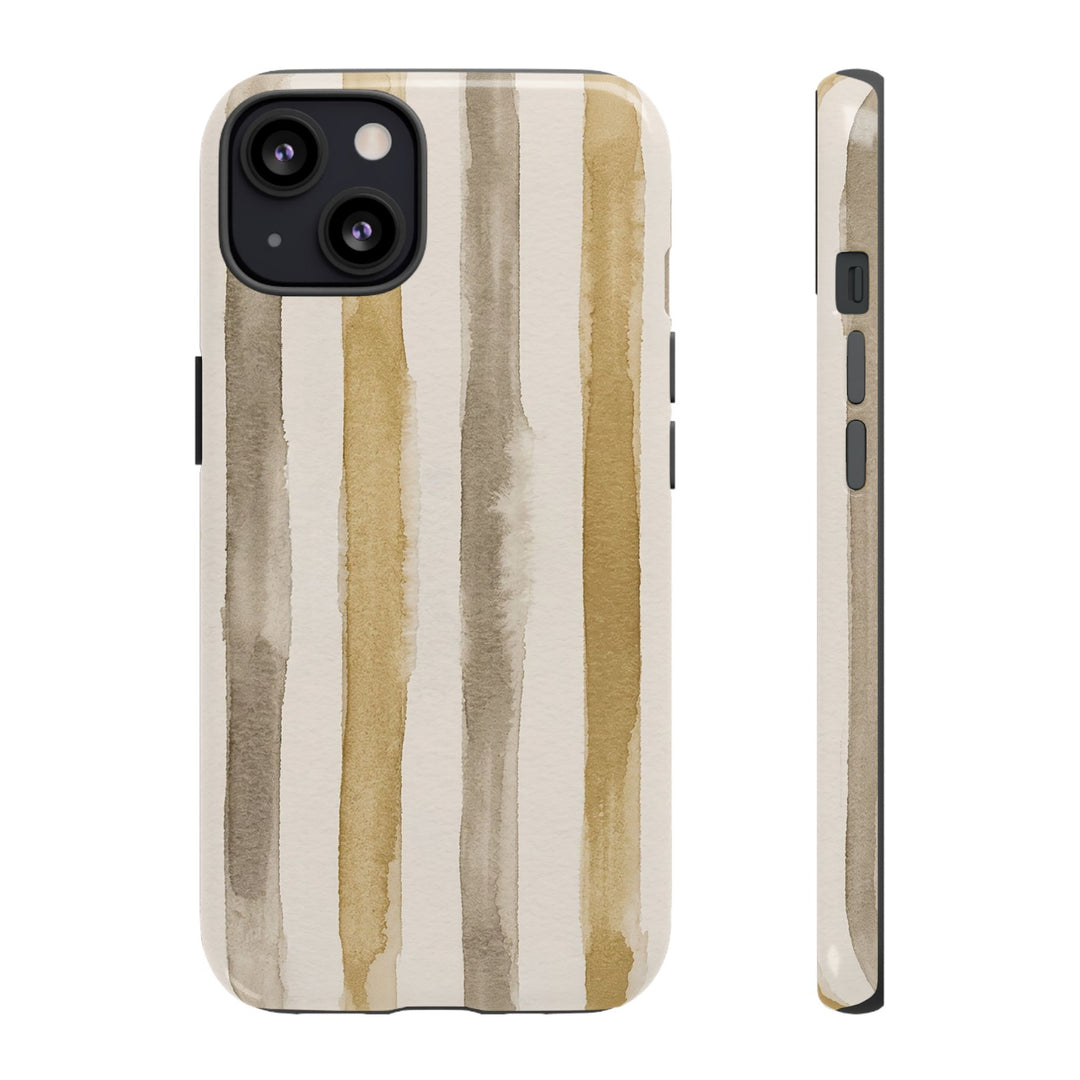 Tough Cute Brown Beige Stripes Phone Case, for IPhone 17 Pro Max | Iphone 17 Air, Iphone 16, IPhone 15, 14 13 12, Samsung Galaxy S26, S25, S24, S23 - Studio40ParkLane