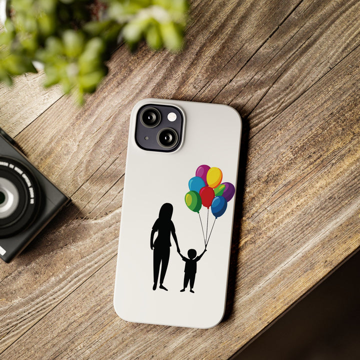 Slim Mother Child Balloons Gift for Her Cute Phone Cases for Iphone 16 Pro Max | iPhone 15 Case | iPhone 15 Pro Max Case, Iphone 14, 13, 12, 11, 10, 8, 7 - Studio40ParkLane