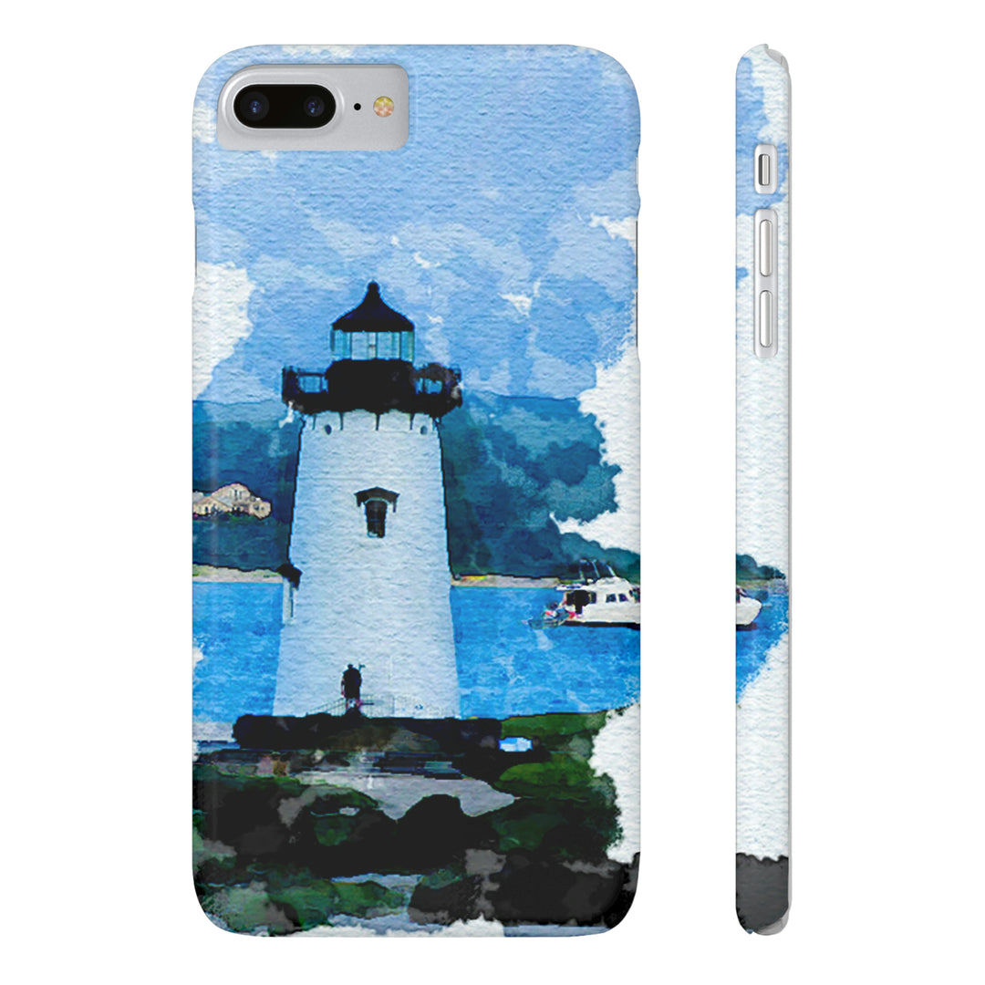 Slim Cute Phone Cases for Iphone - | iPhone 15 Case | iPhone 15 Pro Max Case, Iphone 14 Case, Iphone 14 Pro Max, Iphone 13, Beach Lighthouse Blue - Studio40ParkLane