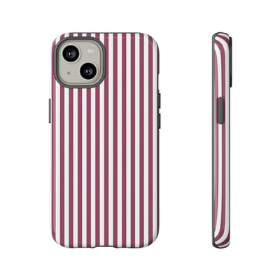 Tough Premium Old Claret Stripes Phone Case Gift for Her - For Apple iPhone 16 Pro Max 16e iPhone 15 Pro iPhone Iphone 14 Plus 13 Pro 12 SE XR - Studio40ParkLane