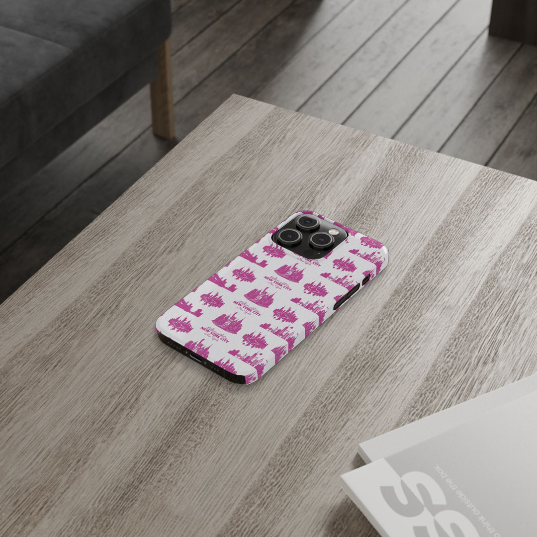 Slim New York Skyline Pink Collage Coquette Gift for Her Cute Phone Cases for Iphone 16 Pro Max | iPhone 15 Case | iPhone 15 Pro Max Case, Iphone 14, Iphone 14 Pro Max, Iphone 13 12 11 8 7 - Studio40ParkLane