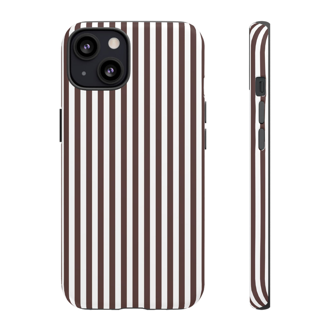 Tough Premium Brown Stripes Phone Case Gift for Her - For Apple iPhone 16 Pro Max 16e iPhone 15 Pro iPhone Iphone 14 Plus 13 Pro 12 SE XR - Studio40ParkLane