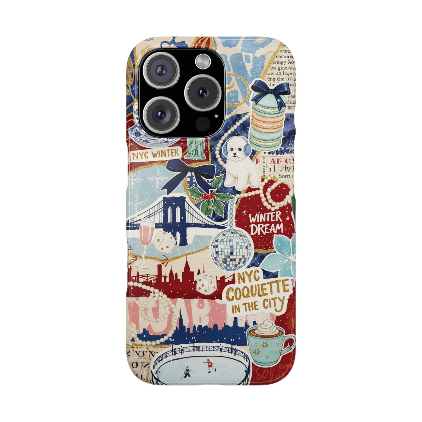 Slim New York Winter Coquette Collage Cute Phone Case for Iphone 16 - | iPhone 15 Pro Max Case | iPhone 14 Case Iphone 13 12 11 10 9 8 7 X - Studio40ParkLane