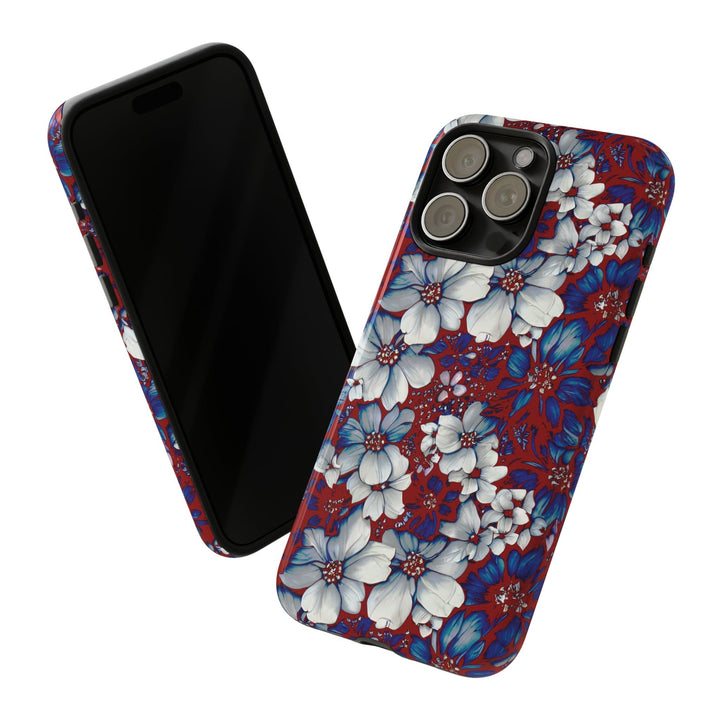 Cute IPhone Case | Red Blue Flowers, iPhone 15 Case | iPhone 15 Pro Case, Iphone 14 Case, Iphone 14 Pro Max Case, Protective Iphone Case - Studio40ParkLane