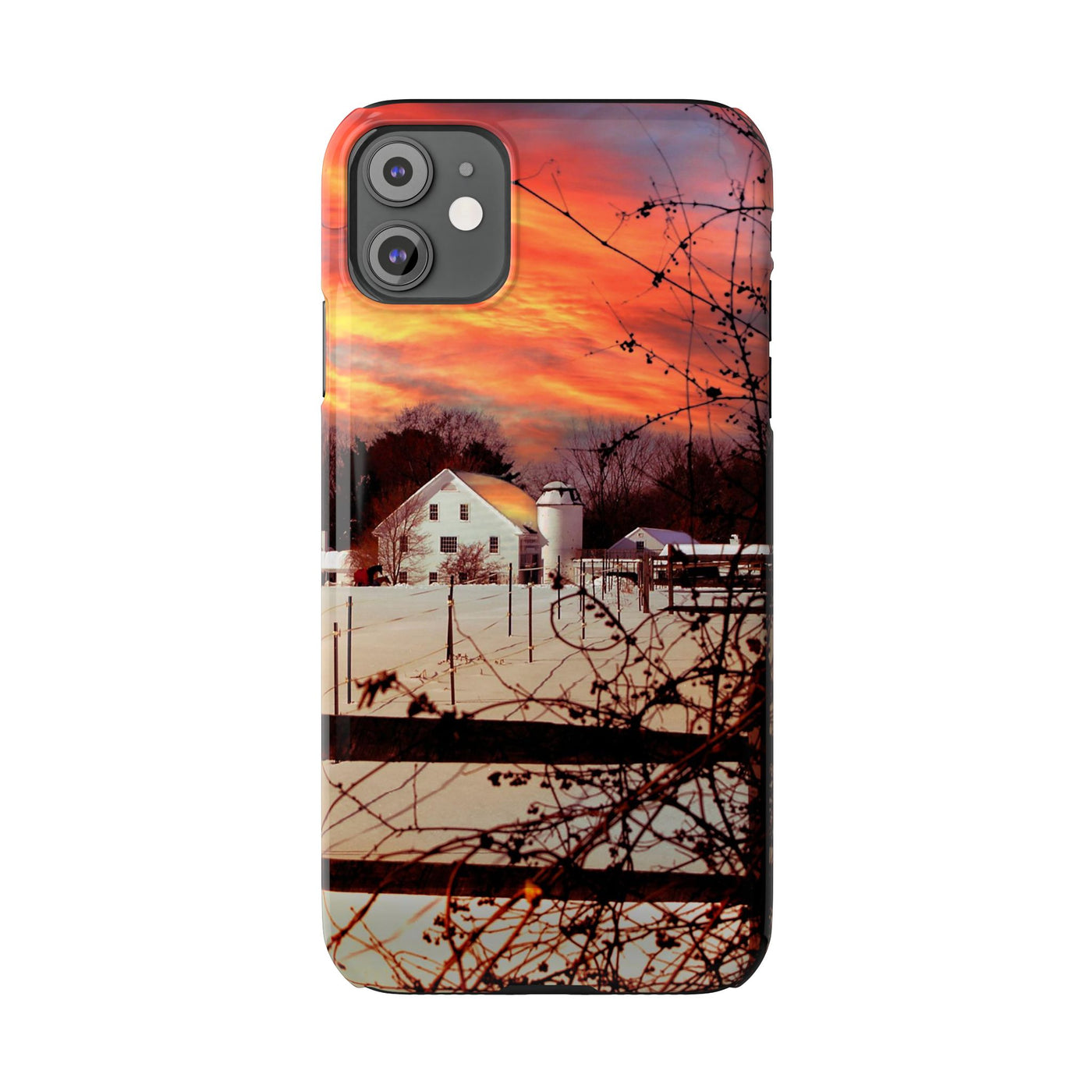 Slim Cute Phone Cases for Iphone - | iPhone 15 Case | iPhone 15 Pro Max Case, Iphone 14 Case, Iphone 14 Pro Max, Iphone 13, New England Winter Sunset