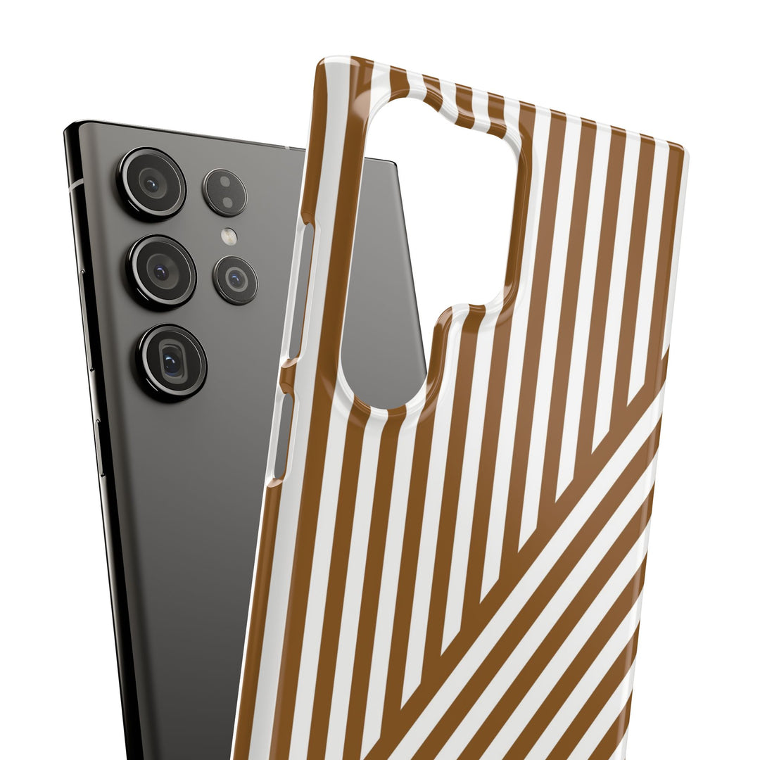 Aesthetic Mocha Brown Stripes Cute Phone Case Sleek Snap - For iPhone 17 Pro Max iPhone 16 Pro iPhone 15 Iphone 14 Plus 13 Pro 12 11 10 Gift - Studio40ParkLane
