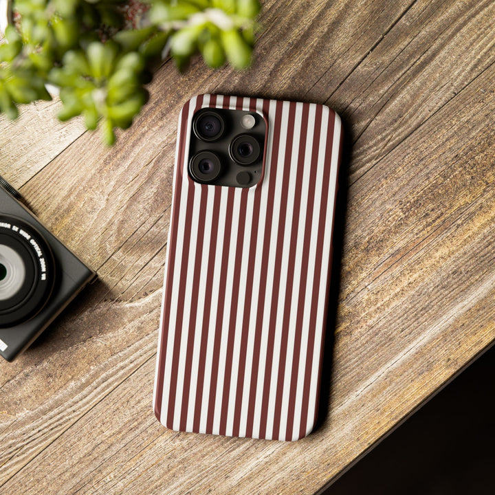 Slim Chocolate Brown Striped Cute Phone Case for Iphone 16 - | iPhone 15 Pro Max Case | iPhone 14 Case Iphone 13 12 11 10 9 8 7 Gift for Her - Studio40ParkLane