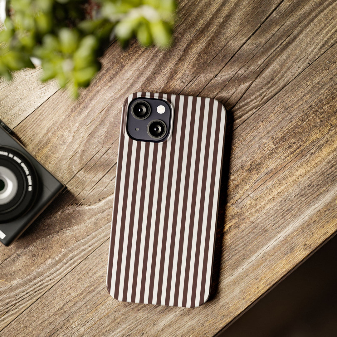 Slim Carriage Brown Striped Cute Phone Case for Iphone 16 - | iPhone 15 Pro Max Case | iPhone 14 Case Iphone 13 12 11 10 9 8 7 Gift for Her - Studio40ParkLane