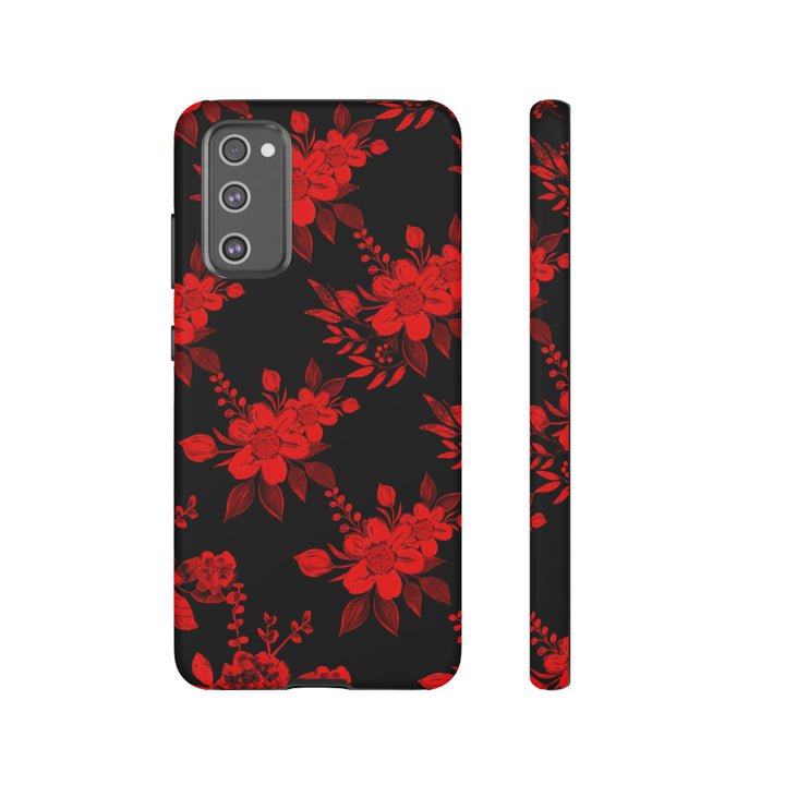 Cute Samsung Phone Case | Aesthetic Samsung Phone Case | Galaxy S23, S22, S21, S20 | Red Black Flowers, Protective Phone Case - Studio40ParkLane