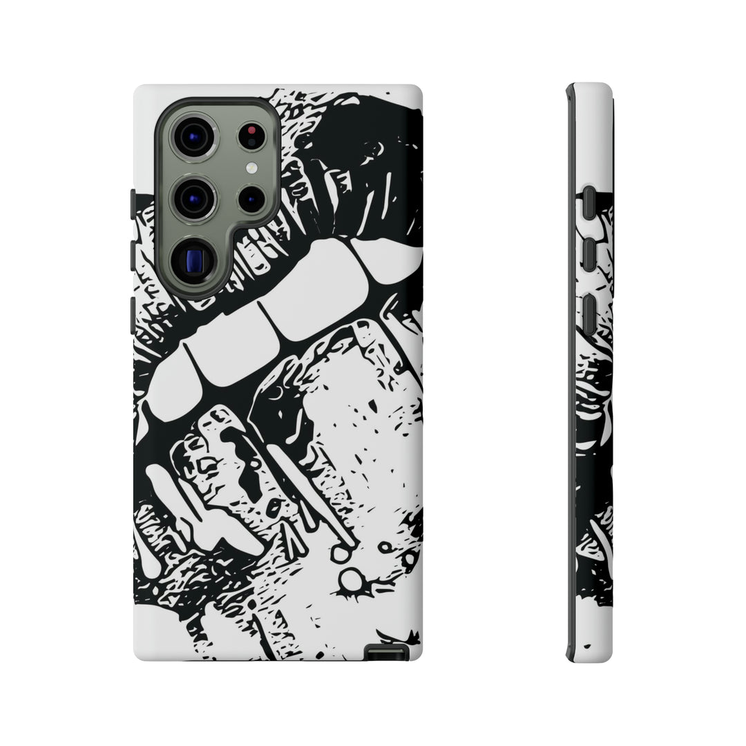 Cute Samsung Phone Case | Aesthetic Samsung Phone Case | Smile Lips Black White | Galaxy S23, S22, S21, S20 | Luxury Double Layer | Cool - Studio40ParkLane