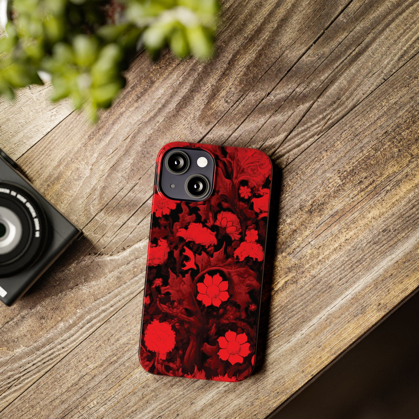 Slim Cute iPhone Cases - | iPhone 15 Case | iPhone 15 Pro Max Case, Iphone 14 Case, Iphone 14 Pro Max, Iphone 13, Red Flowers